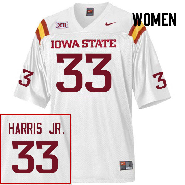 Women #33 Iowa State Cyclones College Football Jerseys Stitched Sale-White - Click Image to Close